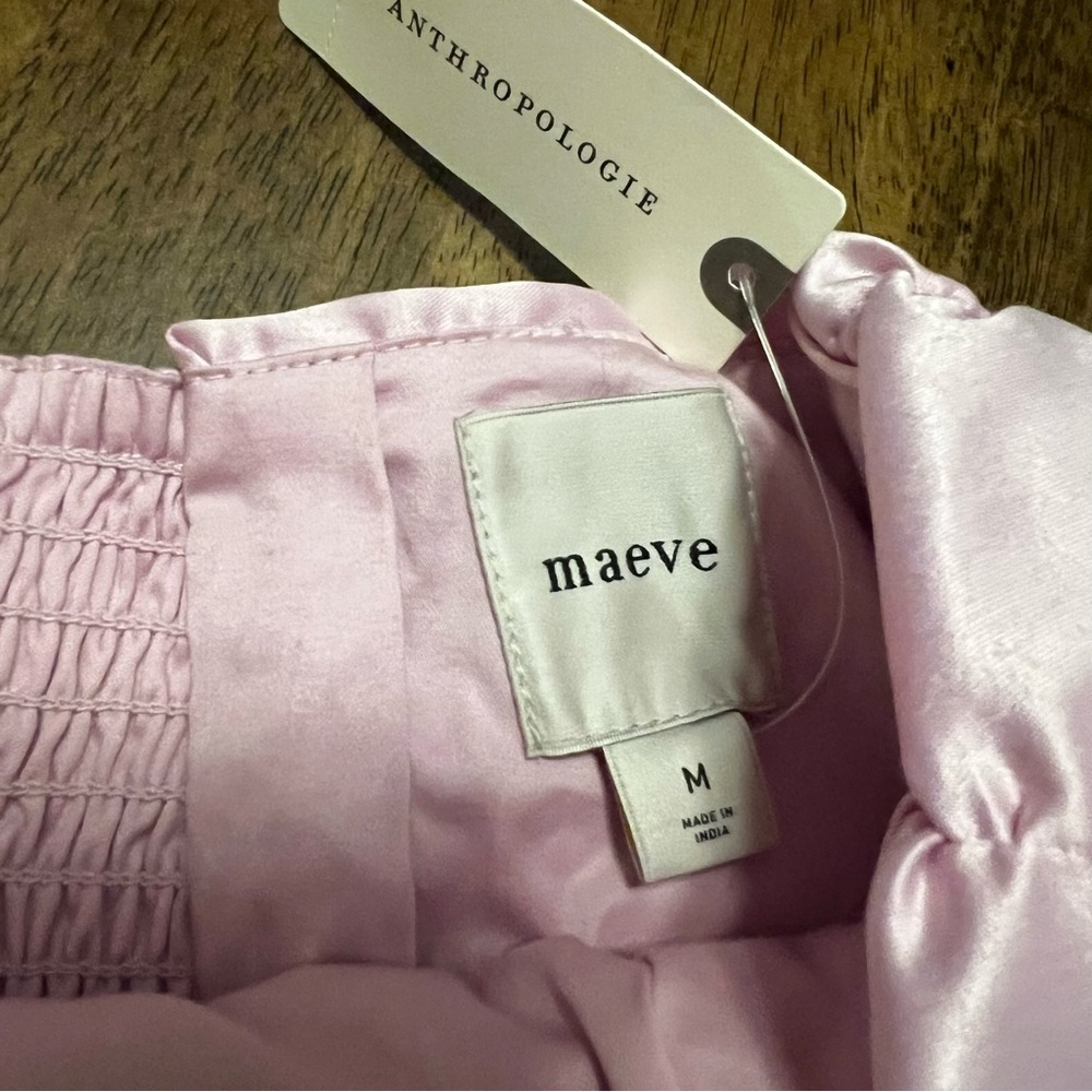 NWT Anthropologie Maeve Satin Chiffon Ruched Mini Skirt Pink Size M Coquette - Picture 6 of 13